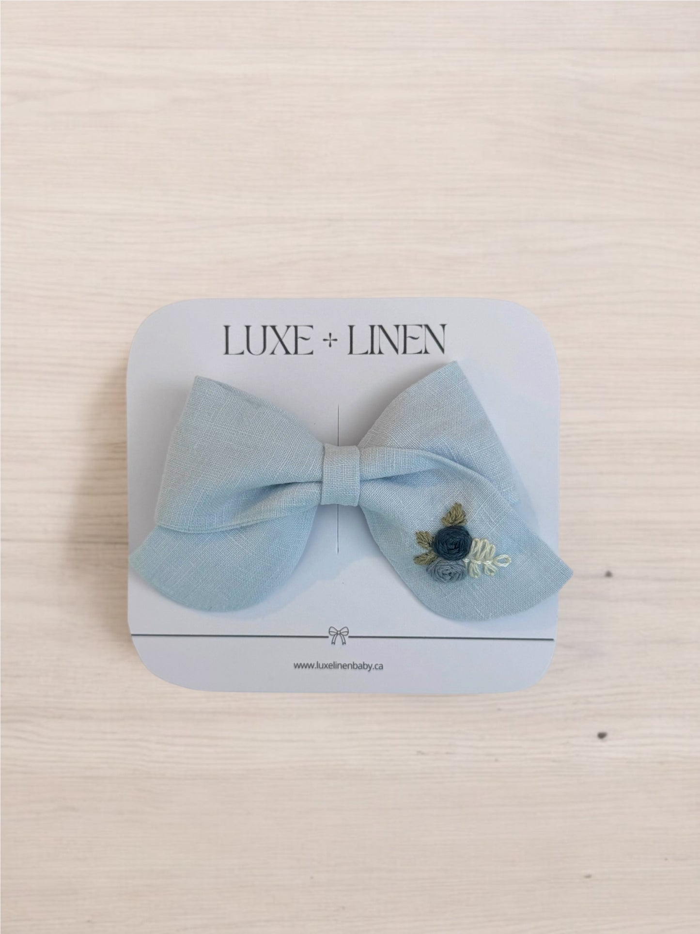 Linen Bow Clip - Powder Blue