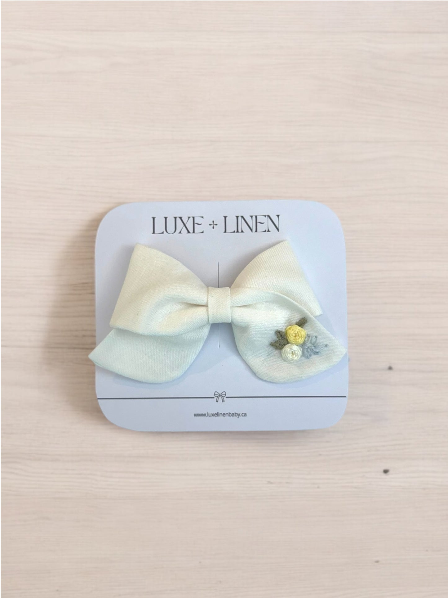 Linen Bow Clip - Cream