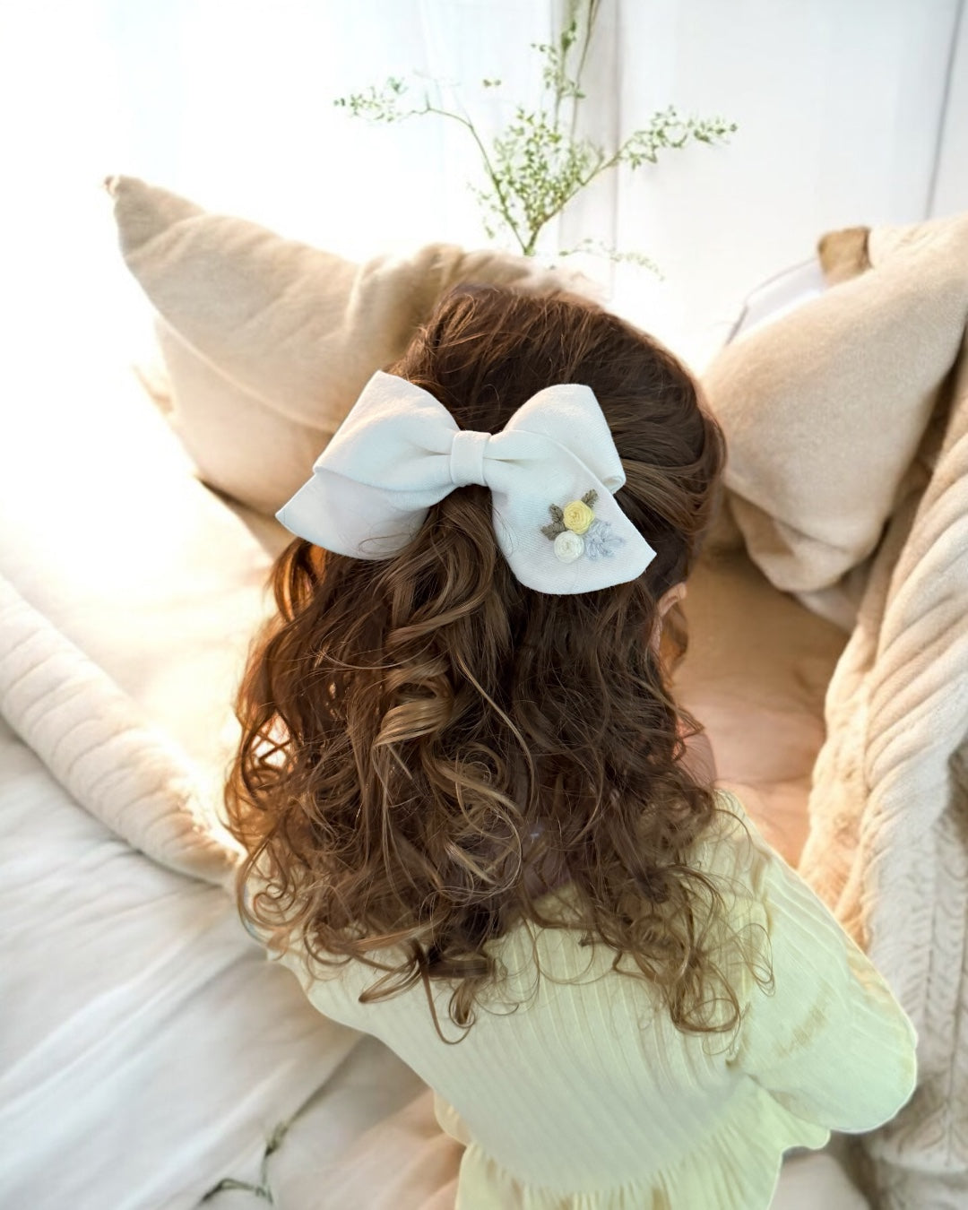 Linen Bow Clip - Blush