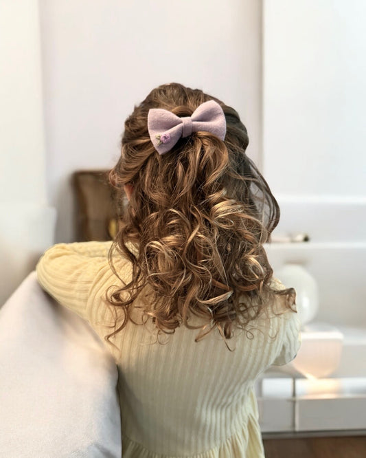 Linen Bow Clips - Blush Pink